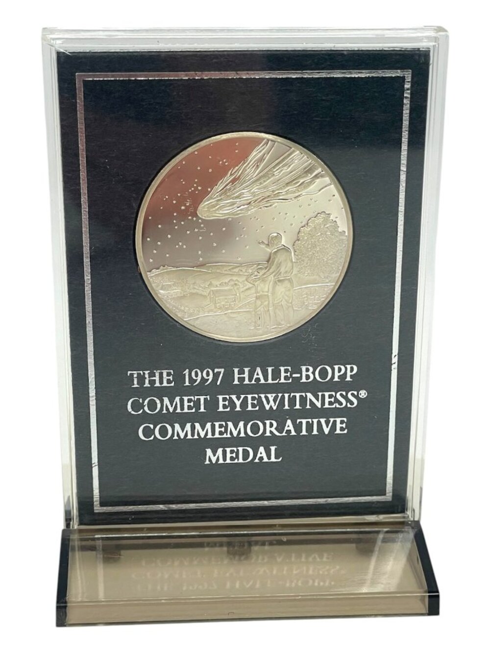 Franklin Mint 1997 Hale-Bopp Comet Eyewitness Medal Sterling Silver Stand & Box